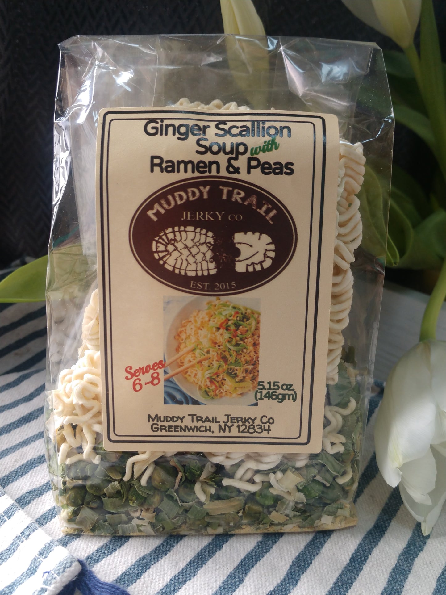 Ginger Scallion Soup with Ramen & Peas